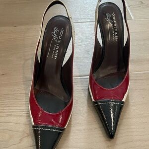 Donald J. Pliner Red and Black Pointed Heels
